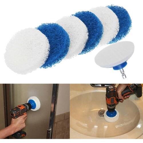 7Pcs Cleaning Scouring Scrubber Backing Pad Electric Drill Brush Accessories Set Drill Brush Kit
