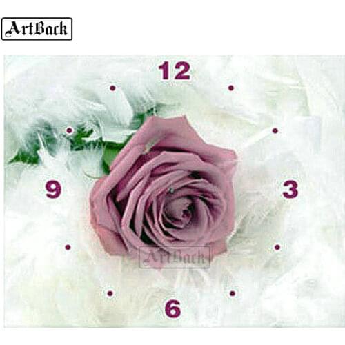 5d diy diamond painting clock rose pattern full square drill diamond embroidered wall clock 3d full round diamond mosaic