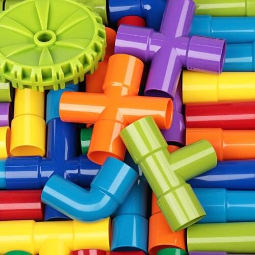 Tube Pipe Block Toys Pipeline Tunnel Car Wheels DIY Blocks Creative Bricks Educational Kit Training Toys For Children