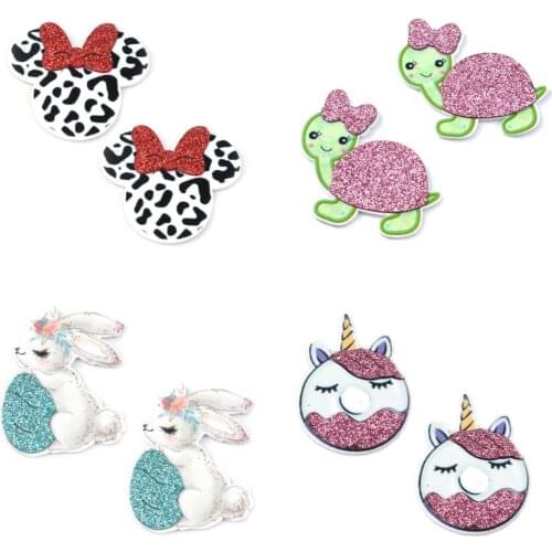 Animal Series Glitter Acrylic Planar Resins Cabochons Flatback 5pcs,DIY Craft Supplies Jewelry Accessories Hairbows DIY,5Yc16656