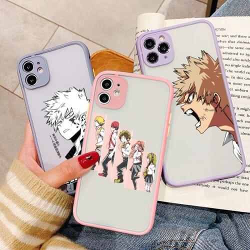 Phone Case for iphone 8 7 6s Plus 12 mini 11 Pro Max X XS MAX XR SE 2 Anime My Hero Academia Deku Bakugou Hard Shockproof Cover