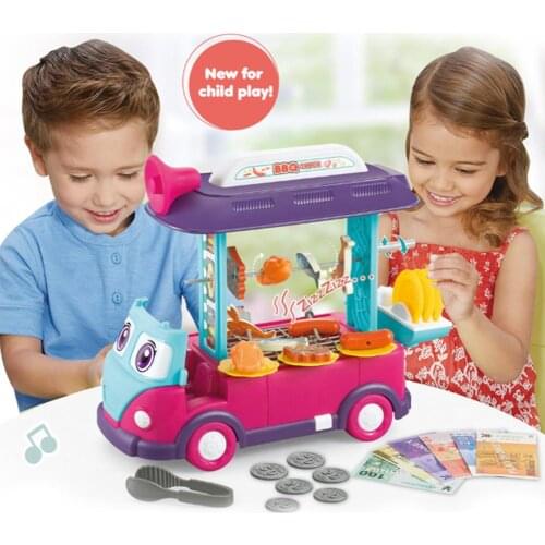 Childrens Pretend Play Set Durable Multifunctional Barbecue Dessert Bus Role Playing Educational Toy