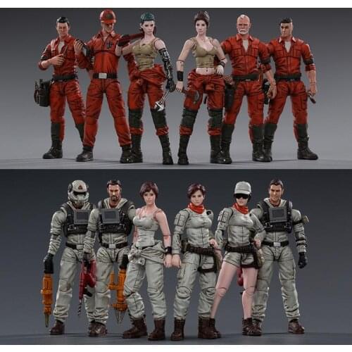 1/18 Scale Male Female Action Figure Model Mech Equipment Maintenance Team A/B 6pc/set for Fans Holiday Gift