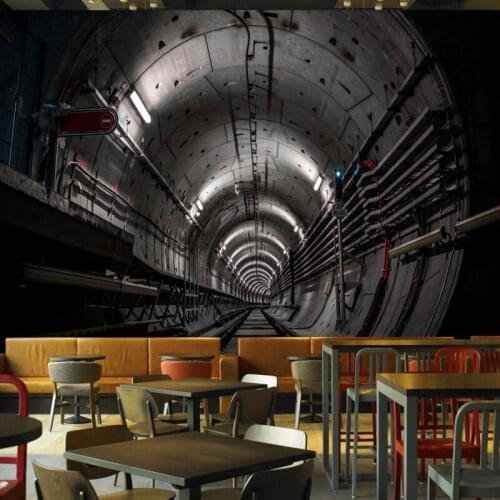 Photo wallpaper 3D three-dimensional extension space wallpaper time and space tunnel restaurant background murals