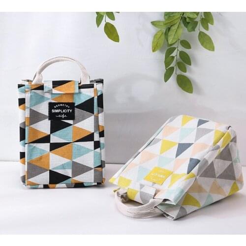 Geometric square cotton and linen adhesive travel storage bag travel storage shoe bag convenient cosmetic bag cartoon insulation