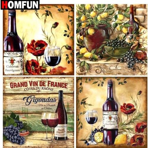 HOMFUN Rhinestone Painting Crystal Decor Diy Diamond Painting "Red wine landscape" 3D Cross Stitch Pattern Diamond Embroidery