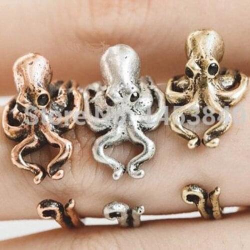 Wholesale New Fashion Octopus ring,sea animal,adjustable rings,vintage,gift idea Free ship 12pcs/lot