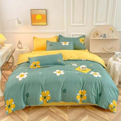 3-4pcs Bedding Set Soft Breathable Home Textile Brushed Duvet Cover Bed Sheet Pillow Case Single Twin Queen King Size Bedclothes