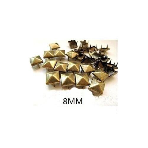 1000pcs/lot Wholesale 8mm Brass Rivets Pyramid Studs Metal Prong DIY Leathercrafts Accessory Free Shipping For Promotion