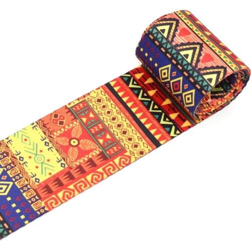 2"Jacquard Ribbon Orange Ribbons Webbing Belts Polyester Ethnic Geometric Pattern Webbing Knapsack Strapping Bag Crafts for Bag