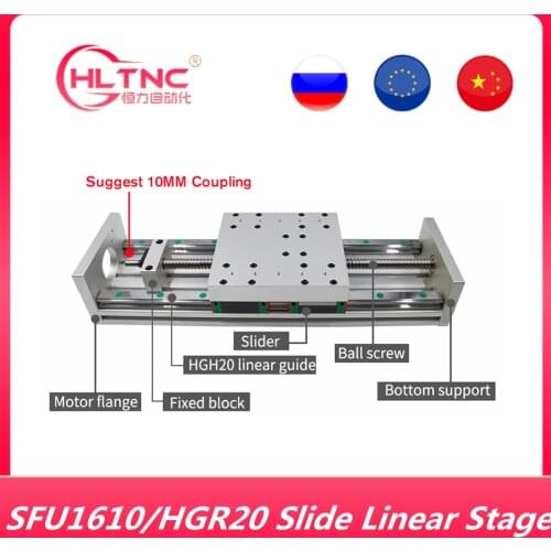 XYZ axis Slide Linear Stage SFU1610 Ball Screw+ HGH20 Linear Guide Suitable for Name23/34 stepper/Servo motor for CNC modul