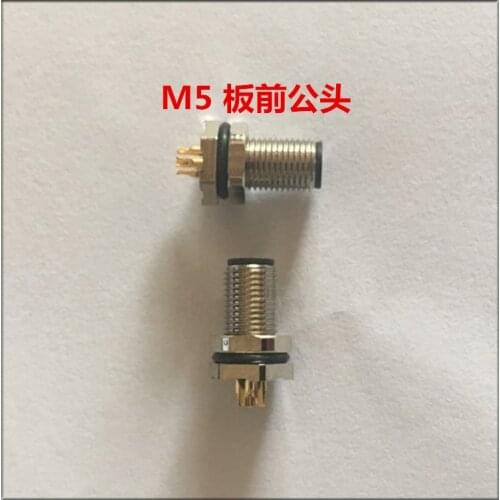 M5 Sensor Connector panel front mount Waterproof Flange Socket threaded coupling Male&Female 3 4Pin