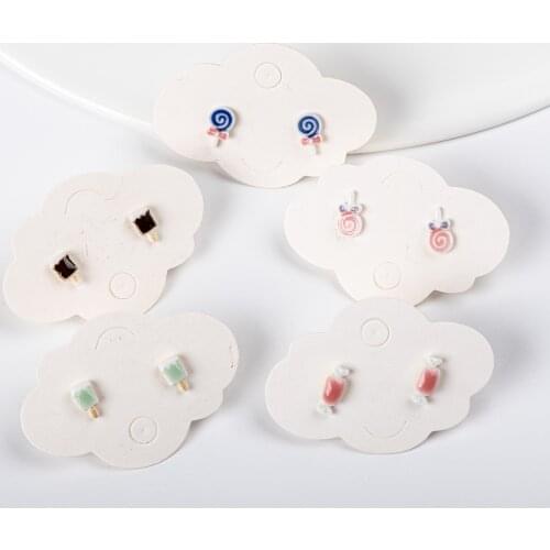 Small Cute Colorful Summer Ceramic Earrings Korean style Flower Bear Geometric Food Stud Earrings Set For Women #KZ330