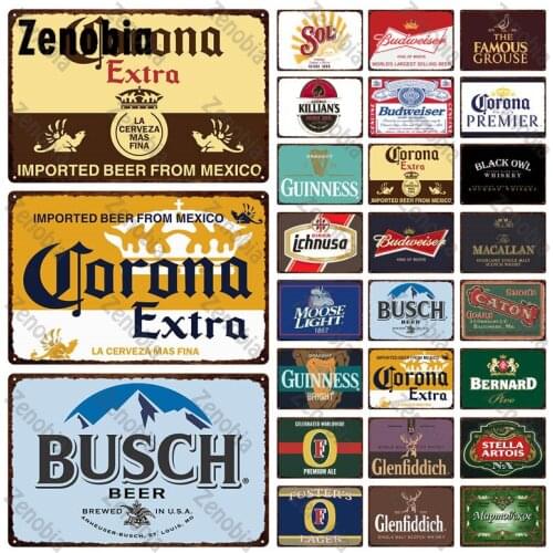 Metal Sign Wall Decor Busch Moose Light Glenfiddich Classic Beer Vintage Plaque Wall Stickers Bar Pub Club Decor Metal Tin Plate