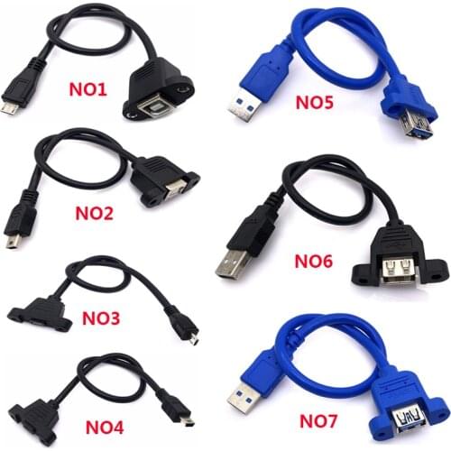 Mini Micro USB Male to USB B Jack Female Socket Printer Panel Mount Cable USB2.0 3.0 Micro Mini usb Cable Extension Cord