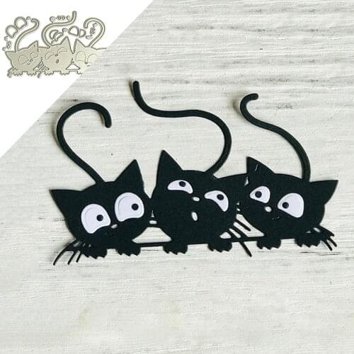 MISS VINTAGE Peeking Cat Set Scrapbooking Dies Metal Cutting Dies Stencils for DIY Album Paper Card Decorative Craft Die Cuts