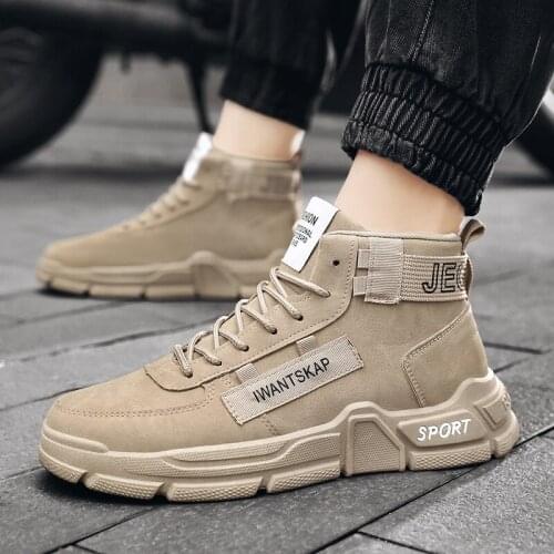 2021 Autumn New Men Boots Street Trend PU Leather Casual Shoes Man Ankle Motorcycle Boots Work Shoes