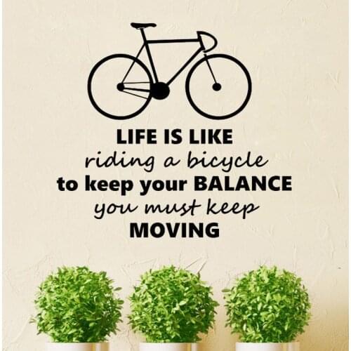 Life Is Like Riding A Bicycle Quote Wall Stickers Bike Wall Art Decal Sticker Mural Home Decoration Living Room Bedroom Decor