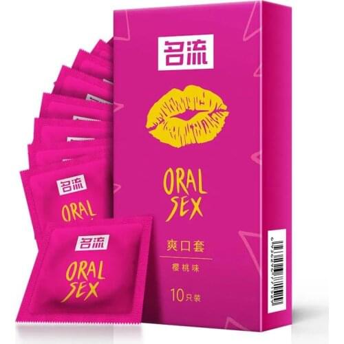 Natural Blowjob Condom 10 Pcs Cherry Flavor Oral Sex Condoms Ultra Thin Large Super Toughness Latex Rubber Safe Contraception