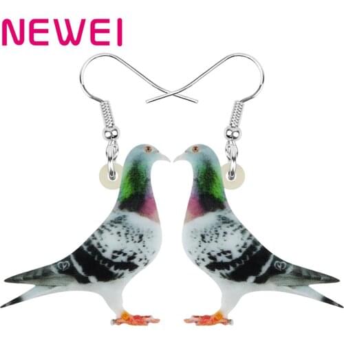 NEWEI Acrylic Carrier Pigeon Bird Earrings Animal Drop Dangle Jewelry For Women Girls Teens Kids Charm Decorations Hot Sale Gift