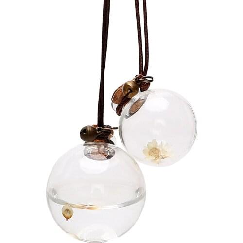 LEEPEE Car Perfume Bottle Air Freshener Empty Hanging Bottle Auto Ornament for Essential Oils with Flower Perfume Pendant