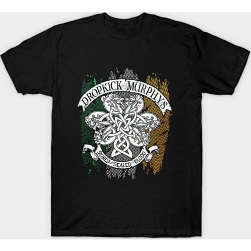 Authentic DROPKICK T Shirt For Men Harajuku MURPHYS Band Knotwork Flag Punk Rock T-Shirt S M L XL 2XL NEW