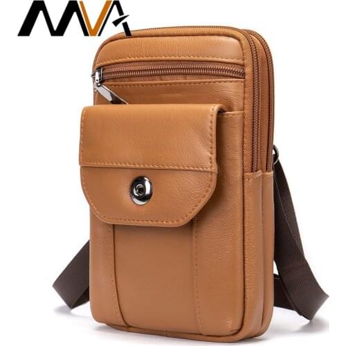MVA Mens Belt Pouch Waist Packs Mens Fanny Pack Crossbody Leather Shoulder Messenger Bag for Men Phone Pouch Belt Waist Bag