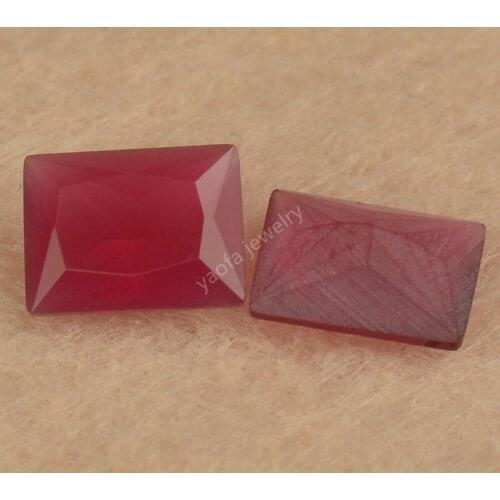 Sale 2x3~13x18mm Rose Red Frosted Bottom Glass Gems Baguette Rectangle Shape Cut Matte Back Loose Synthetic Glass Stone For DIY