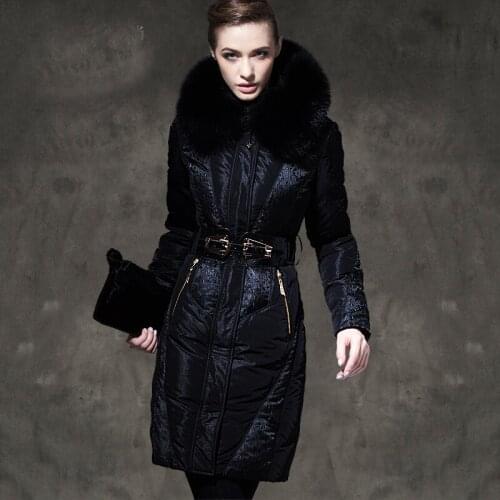 Royalcat lace fox Fur 2020 Winter Jackets WOMEN White Duck Down Coats womens down jacket medium length thickened slim Parka