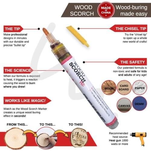 Wood Burning Pen DIY Wood Burning Painting Safe Marker Tools for Wood Burner Bullet tip 0.12in Caramel Colour
