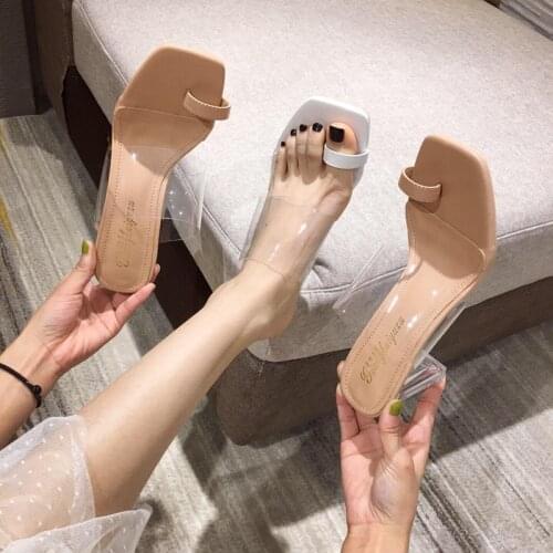 AECU Fashion Design Women Sandals Transparent Strange High Heels Ladies Sandals Open Toe Shoes Slippers Beach Womens Shoes