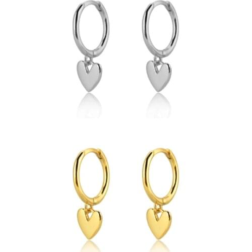 Silver Gold Color Minimalist Love Heart Tassel Hoop Earrings for Women Teen Girls Party Jewelry Fashion Accessory Wholesale 2022