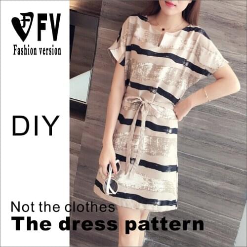 Siamese sleeve dress pattern belt casual short-sleeve dress clothes tailoring drawings Figure BLQ-318