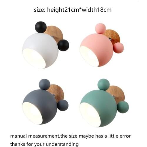 Nordic Style Wall Light Wood Iron Art Cartoon Childrens Room Night Lights Background Wall Lighting Bedside Lamp Decor Luminaire