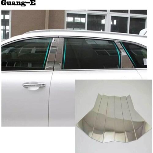 Styling Stick Stainless Steel Car Garnish Pillar Window Middle Strip Trim Frame Lamp 6pcs For Kia Sorento L 2015 2016 2017