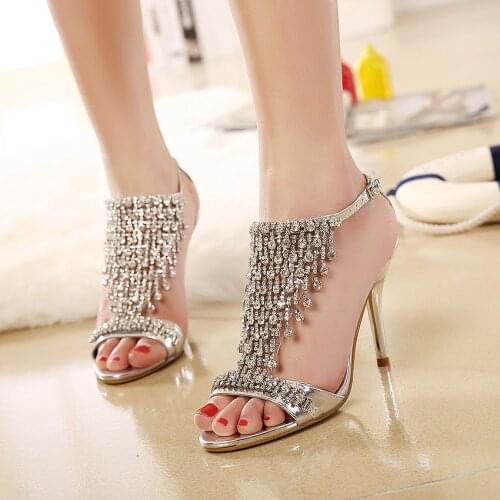 Slim Heel Star Sandals Diamond Banquet Shoes Wedding Shoes Sexy Womens Shoes 2020 Rhinestone Sandals