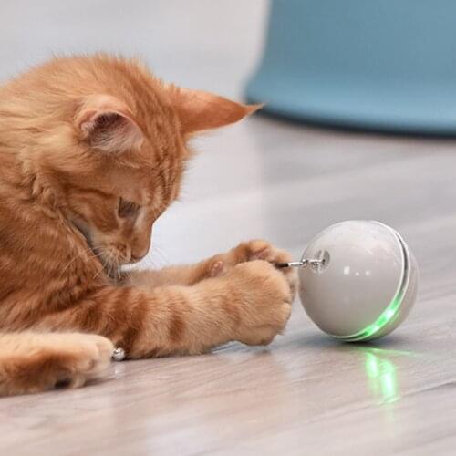USB Charging Intelligent Interactive Cat Toy Self Rotating Ball Automatic Rotation Ball Feather Toy with LED/Bell