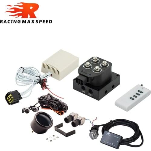 Universal 12v Solenoid Valve Air ride Suspension manifold valve with remote controller 0-200psi with two type air pressure gauge