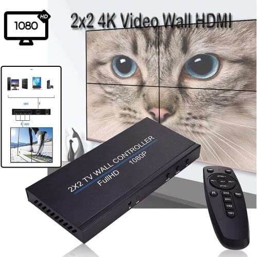 4CH TV Video Wall HDMI Controller 2x2 1x3 1x2 1x4 4x1 3x1 2x1 HDMI DVI VGA USB Video Processor 4K 60Hz Wall TV Splicing Screen