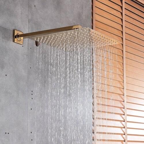 Vidric Vidric Golden Embedded Box Thermostatic Shower Mixer Faucet Ultrathin Rainfall Shower Head Bathroom Thermostatic Shower M