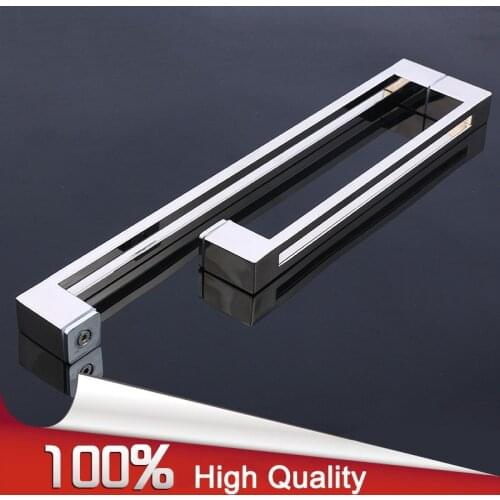 High Quality 304 Stainless Steel L Shape Frameless Shower Bathroom Glass Pull/Push Door Handles Chrome