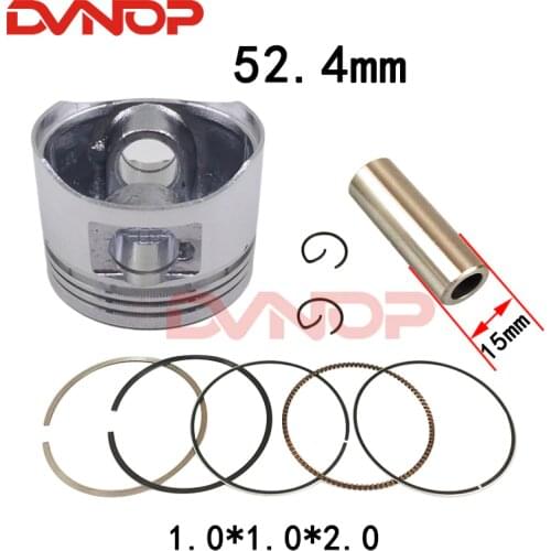 High Quality Motorcycle 52.4mm Piston 15mm Pin Ring Set For GY6-125 152QMI Moped Scooter Dirt Bike TaoTao