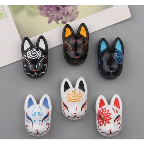 Japanese Fox Mask Miniature Figurines Cartoon Refrigerator Stickers Resin Fridge Magnet Crafts Home Decor Kitchen Accessories
