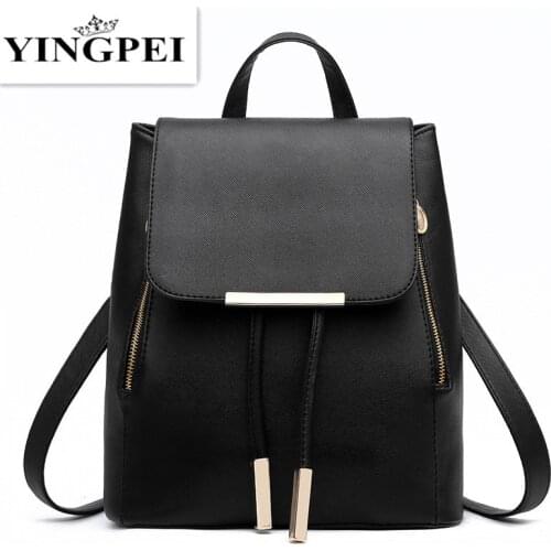 YINGPEI Leather Bagpack Women Laptop Travel Fashion School Bags for Teenagers and Girls Hand Backpack Leisure High Quality