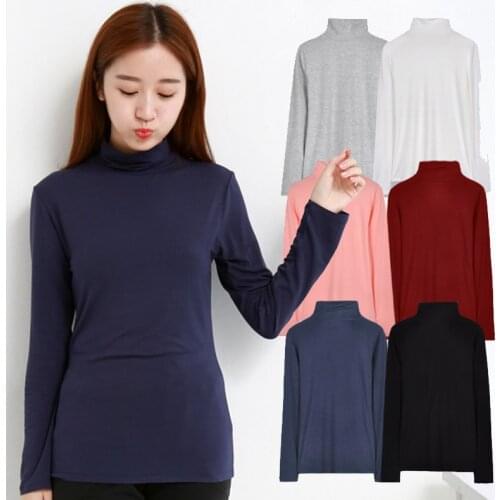 New Spring t shirt women long sleeve tops fashion cotton turtleneck t-shirt big size S-5XL 6XL basic tshirt black white pink red