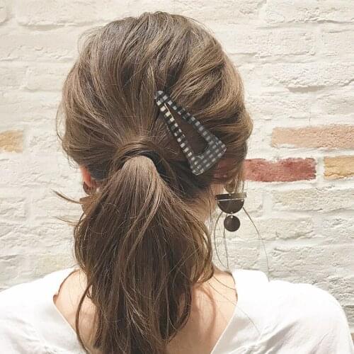 Woman Personality Triangle Leopard Print Hairpin Temperament Fashion Checkered Hair Clip Hair Accessories