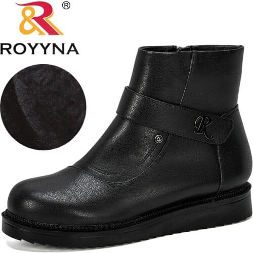 ROYYNA 2019 New Designer Popular Shoes Women Winter Boots Shoes Woman Casual Microfiber Outdoor Botas Mujer Female Ankle Boots