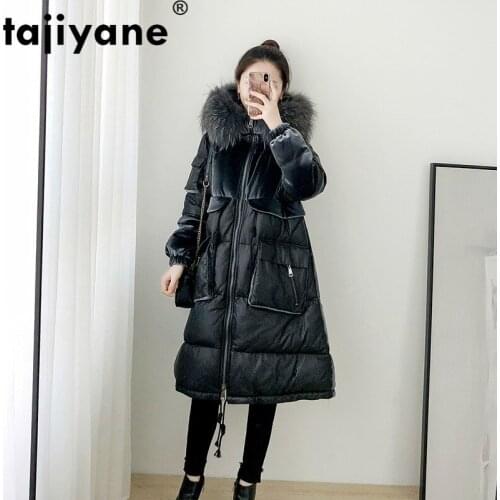 Raccoon Fur Dog Hooded Real Genuine Leather Jacket Autumn Winter Coat Women Clothes 2021 Korean Sheepskin Down Coat Abrigo Mujer