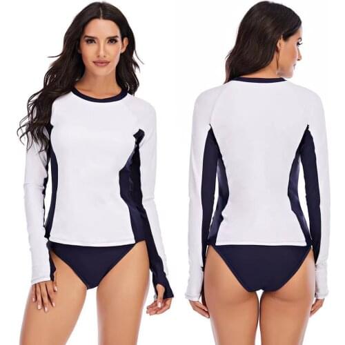 Women Rashguard Top Long Sleeve Swimwear Shirts Rash Guard Beach Wear