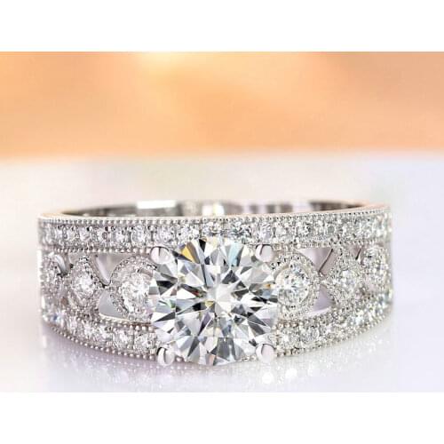 100% 18K Gold ring 2ct DVVS Moissanite Diamond Ring With national certificate D007